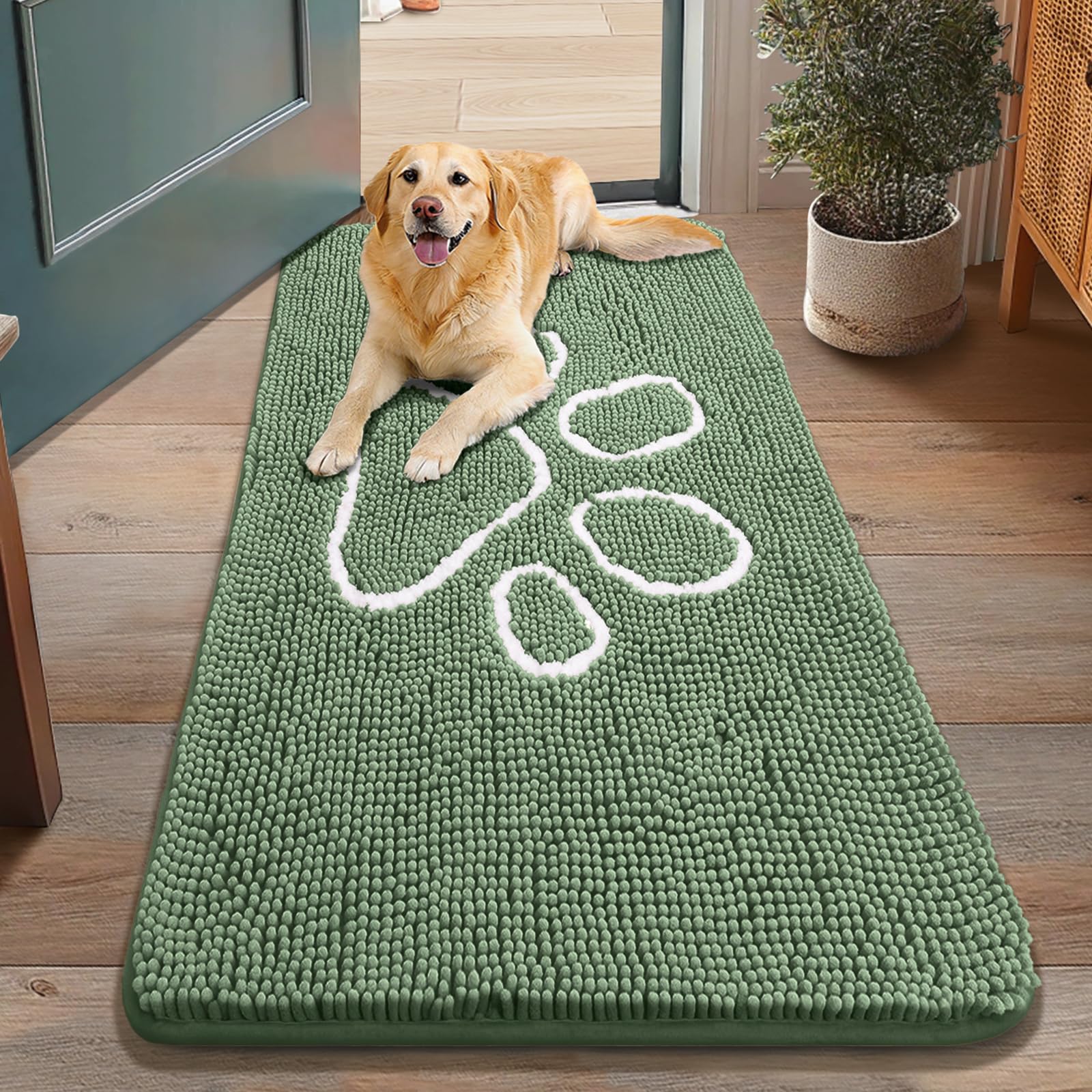 Smiry Dog Door Mat for Muddy Paws, Absorbent Non Slip Dirt Trapper, 48x30