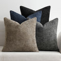 MIULEE Soft Decorative Chenille Pillow Covers Navy Grey 18x18 Pack of 4
