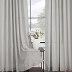 Linen Blend Grey Curtains for Living Room Back Tab Modern Farmhouse Semi Sheer Light Gray Curtains 63 inches Long 2 Panels Set Muted Neutral Cotton Texture Window Curtain for Dining Room Bedroom