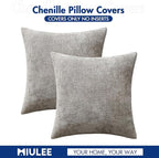 MIULEE Pack of 2 Lumbar Couch Throw Pillow Covers 20x12 Inch Light Gray Modern Boho Accent Decorative Pillow Covers Soft Chenille Farmhouse Cushion Covers for Home Decor Bed Sofa Living Room