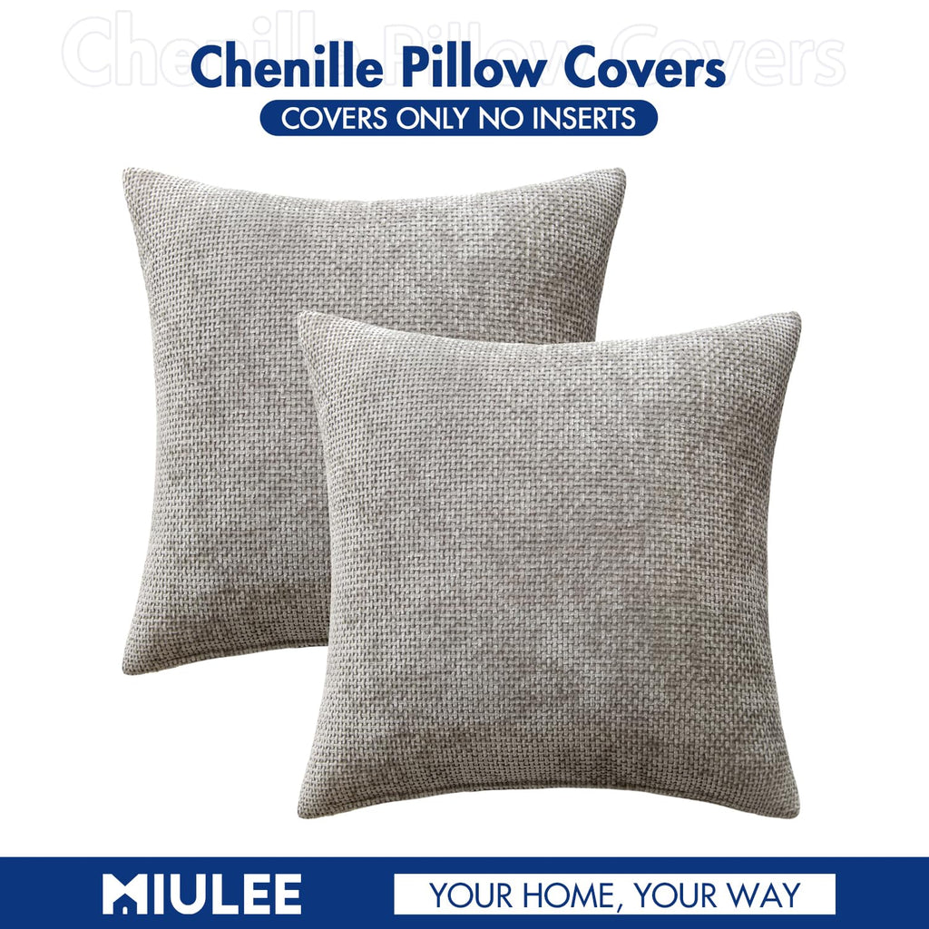 MIULEE Decorative Couch Throw Pillow Covers 18x18 Inch Light Gray 2 Pack