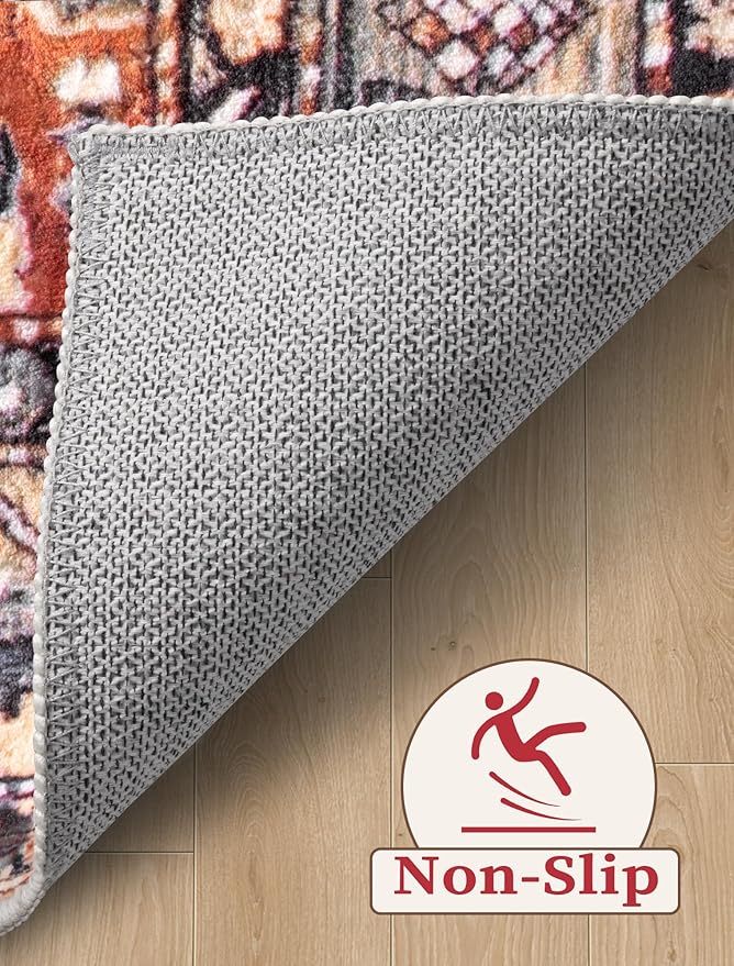 SERISSA Runner Rug for Hallways, 3x10 Washable Non Slip Kitchen Runner Rug, Long Boho Rug Vintage Tribal Hallway Stair Ultra Soft Print Floor Carpet for Bedroom Bathroom Laundry Room