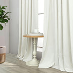 Black Out Curtains 72 Inch Long 2 Panel Burg Lightweight Faux Linen Cute Blackout Bay Window Curtain Modern Neutral Drapes for Bedroom Cabin Room Darkening Curtains 6FT Length Back Tab Ivory Off White