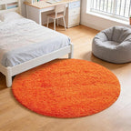 Orange Fluffy Round Rug,Soft Area Rugs for Girls Room,Shaggy Rugs 6'X6' for Living Room,Non Slip Circle Rug for Kids Bedroom,Shag Plush Nursery Carpets,Fuzzy Plush Rug for Dorm,Cute Room Decor Carpet