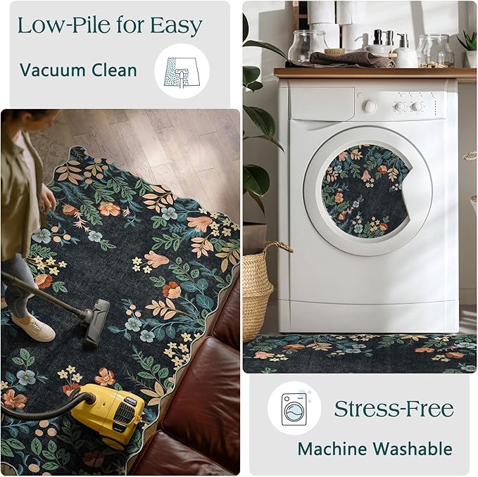 Othilic Front Door Mat Outside Entrance - 2x3 Dark Navy Floral Non-Slip Washable Doormat Indoor Outdoor Mat Boho Vintage Entry Rug Small Throw Rugs for Entryway Kitchen Front Porch Decor