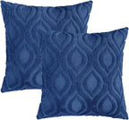 decorUhome Throw Pillow Covers 26x26 Inch Set of 2, Soft Plush Faux Wool Dark Blue Solid Couch Pillow Covers, Accent Euro Sham Farmhouse Neutral Square Pillow Cases for Sofa Bed Living Room