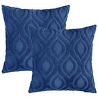 decorUhome Faux Fur Plush Soft Dark Blue Throw Pillow Covers 22x22 Set of 2