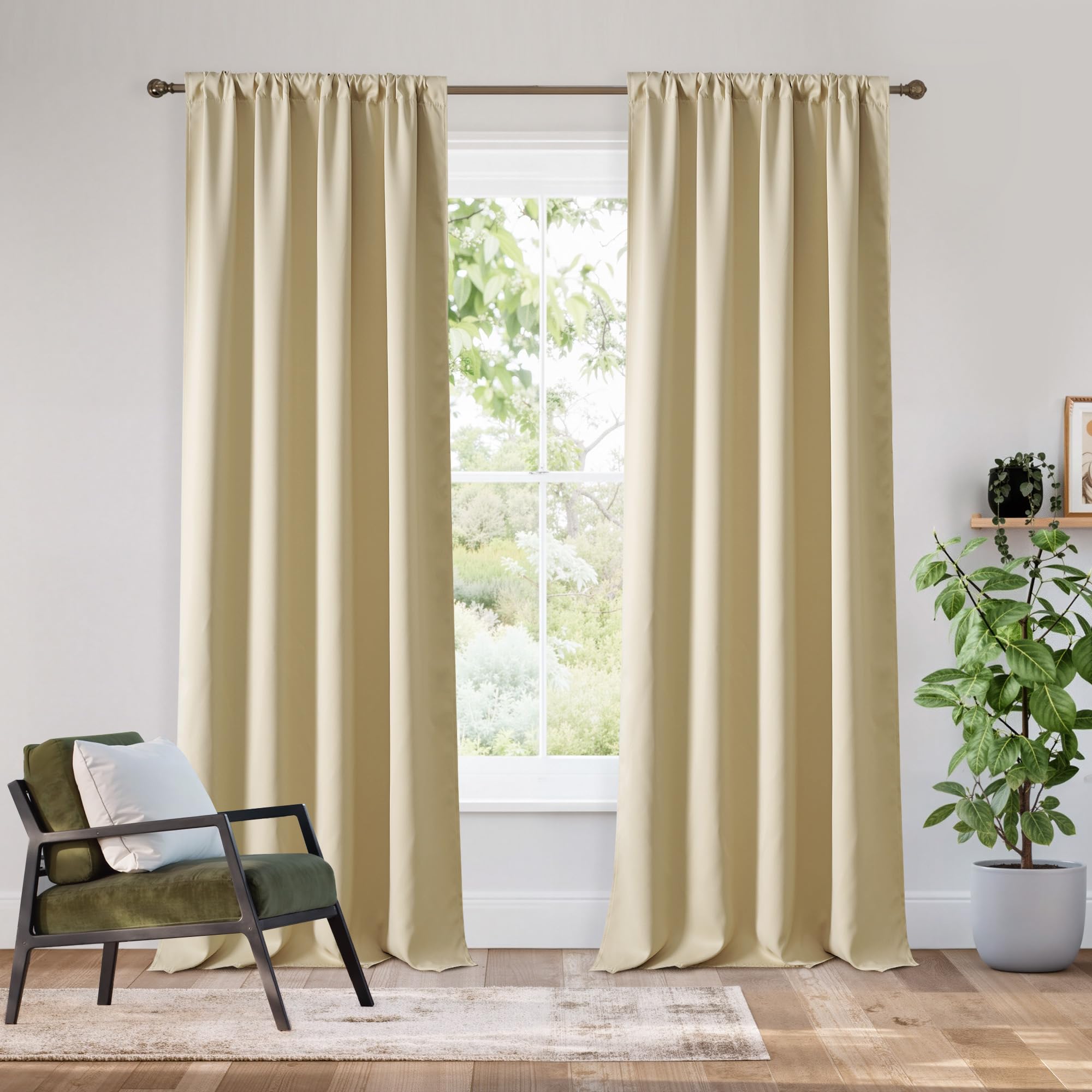 RYB HOME Bedroom Blackout Curtains 80 inches Long, 100% Blackout