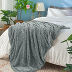 inhand Grey Leaves Pattern Throw Blanket for Couch, Super Soft Flannel Cozy Lightweight Fuzzy Blankets for Women, 50 x 60 Inches