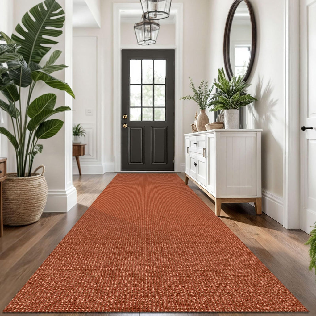 KOZYFLY Extra Long Runners for Hallways 3x14 ft Washable Kitchen Runner Non Slip Rubber Backed Hallway Rug Cotton Entryway Runner Rug Floor Carpet for Indoor Hall, Kitchen, Stair, Orange/Tan