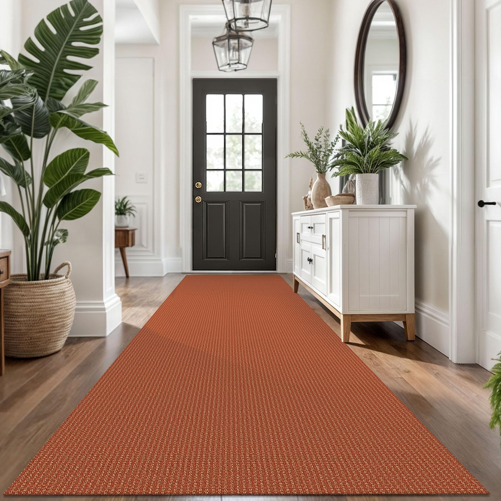 KOZYFLY Extra Long Runners for Hallways 3x14 ft Washable Kitchen Runner Non Slip Rubber Backed Hallway Rug Cotton Entryway Runner Rug Floor Carpet for Indoor Hall, Kitchen, Stair, Orange/Tan