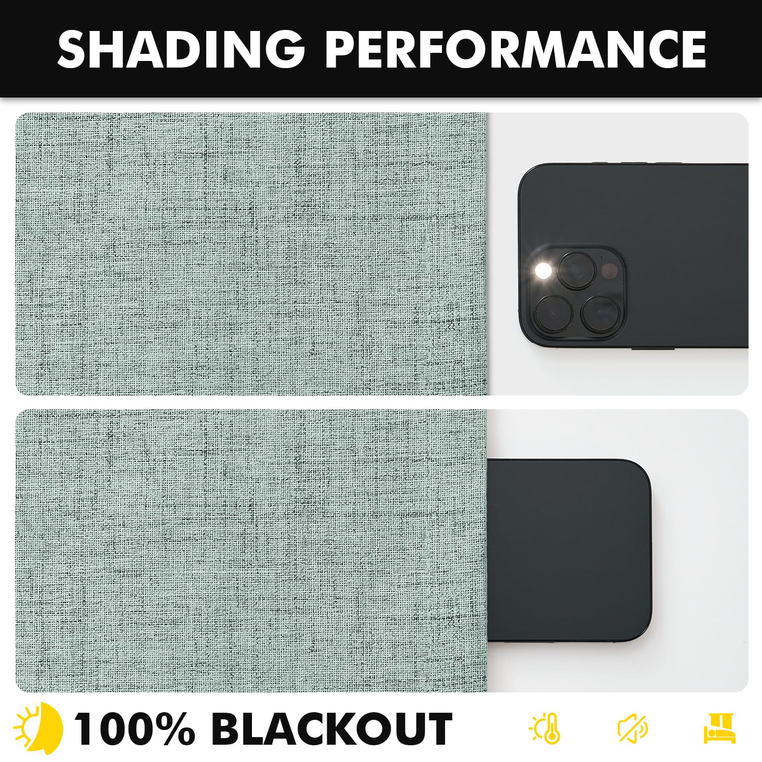 MIULEE 100% Blackout Linen Curtains 42 x 84 Inch Seafoam Green 2 Panels