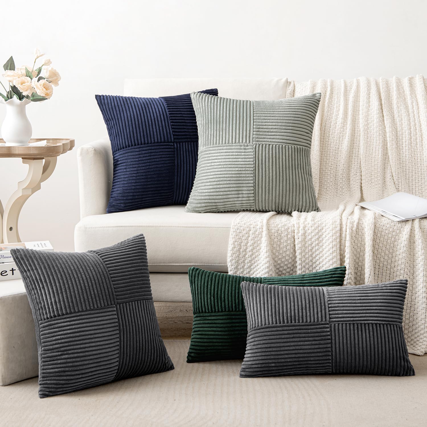 MIULEE Silver Grey Decorative Throw Pillow Covers for Couch 20x20 Inch