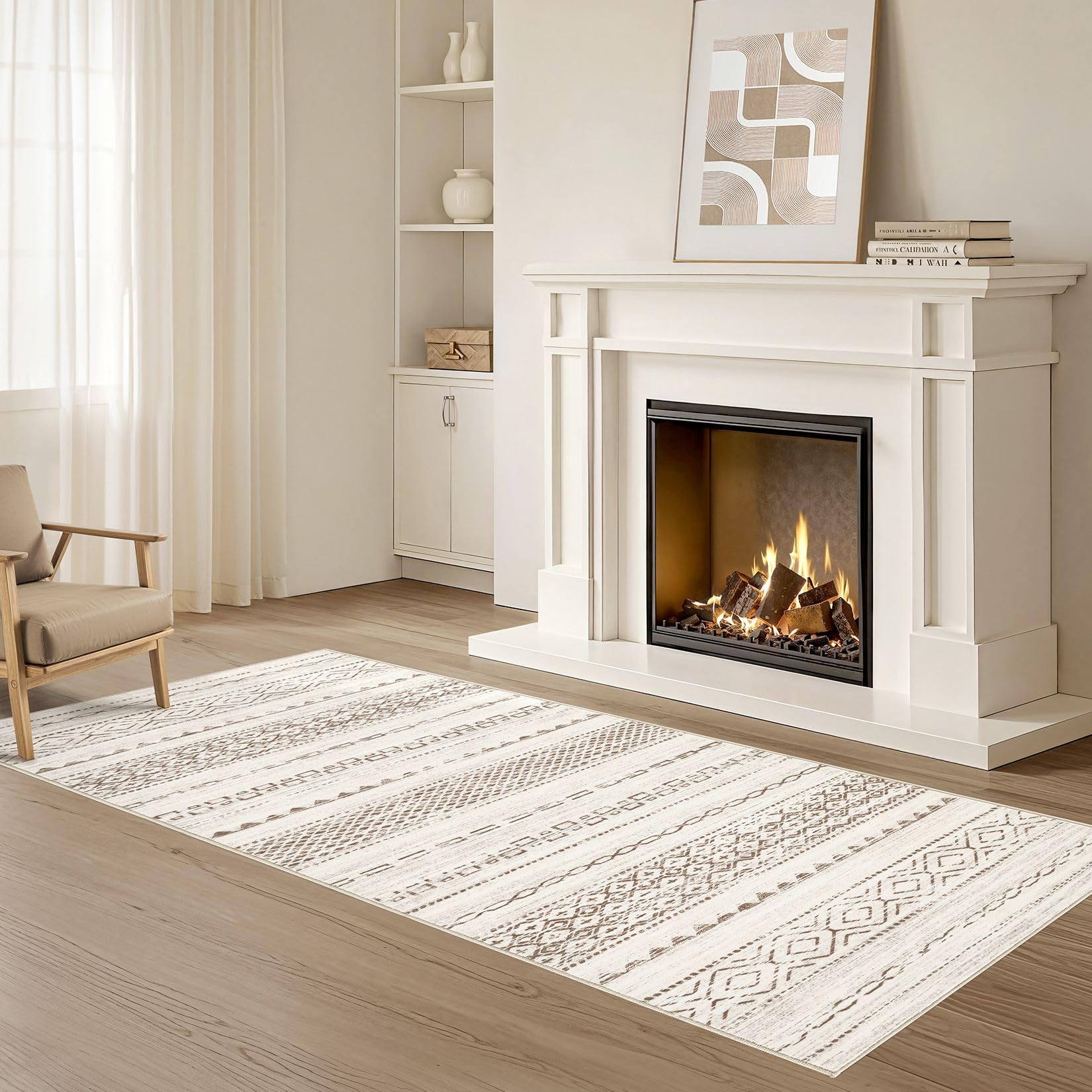 Nakagishi Boho 2x6 Runner Rug Machine Washable Rugs Non Slip Brown