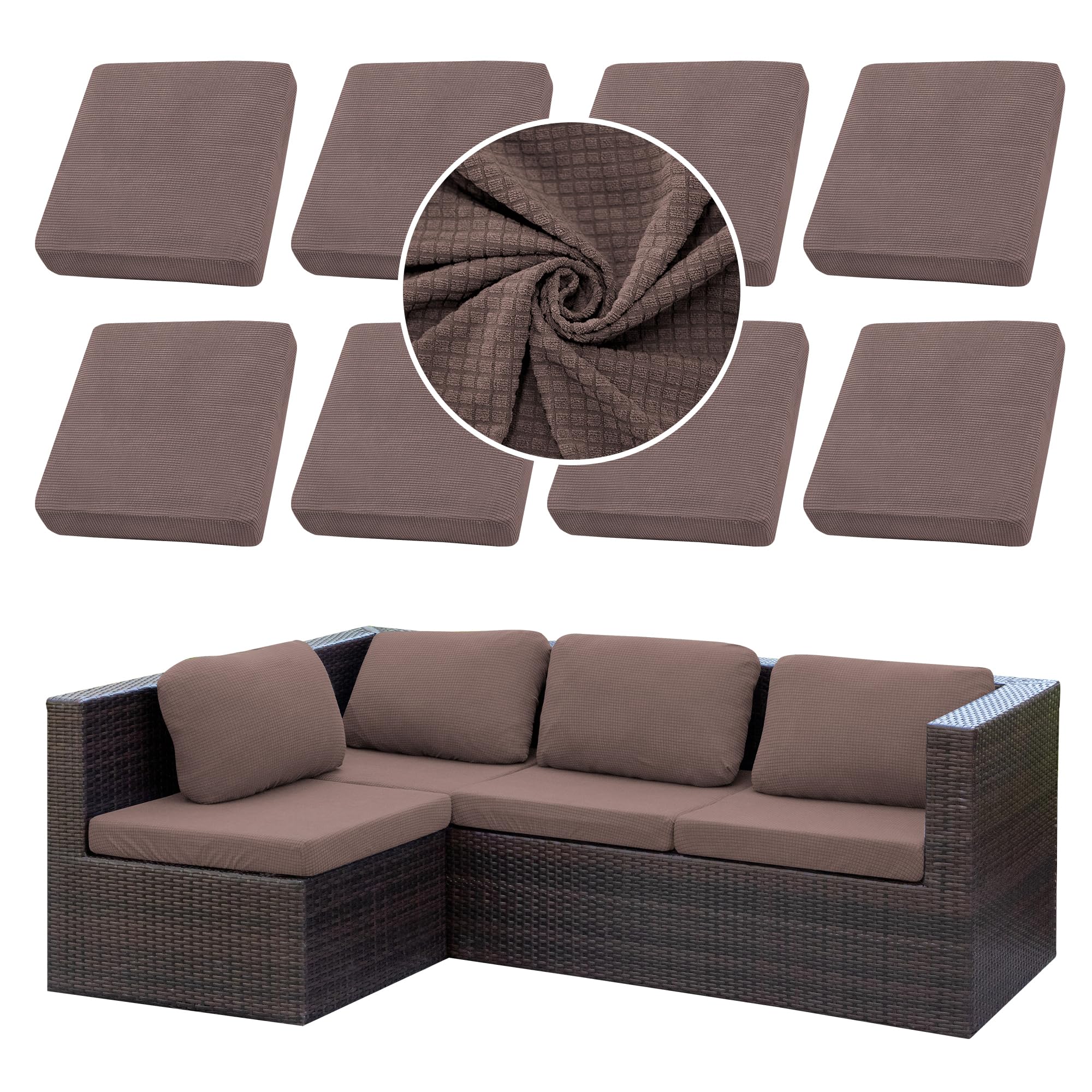 SUKAIKEQA 8PCS Patio Cushion Covers.Patio Furniture Couch SeatSlipcovers