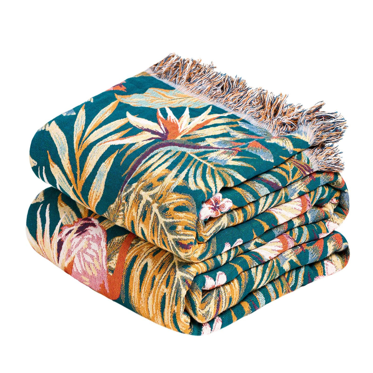 MSGKV Boho Throw Blanket 50"x60" Cotton Throw for Couch Sofa, Floral Quilt