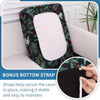 hyha Printed Couch Cushion Covers, Floral Sofa Covers Washable for 2 Cushion Couch, Stretch Pattern Outdoor Cushion Covers for Patio Furniture with Elastic Bottom(Medium, Christmas Botanical)