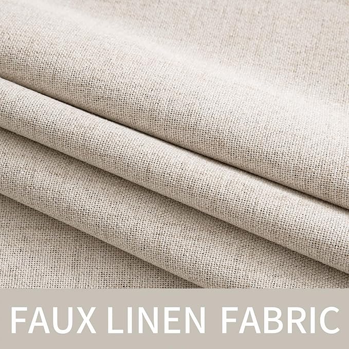 MIULEE Linen Textured Curtains for Bedroom Solid 100% Blackout Thermal Insulated Natural Grommet Room Darkening Curtains & Drapes Luxury Decor for Living Room Nursery 52 x 54 Inch (2 Panels)