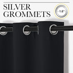 NICETOWN Living Room Blackout Curtains and Drapes, Black Solid Thermal Insulated Grommet Blackout Drapery Panels for Window (2 Panels, 29 inches Wide by 45 inches Long, Black)
