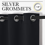 NICETOWN Bedroom Blackout Curtains Panels, 1 Pair, 52 inches by 92 Inch, Black, Triple Weave Energy Saving Thermal Insulated Solid Grommet Blackout Draperies for Patio