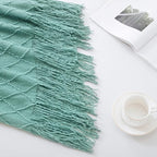 BOURINA Dark Cyan Throw Blanket 50 x90 Inches Textured Solid Soft Sofa Throw Bed Runner Knitted Decorative Blanket