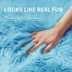 Tangsoo 2x6 Sky Blue Faux Fur Rug,Soft Sheepskin Runner Rug for Bedroom