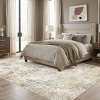 UERMEI 10x14 Area Rug Living Room Rugs - Washable Neutral Modern Abstract Soft Thin Large Rug Indoor Floor No Slip Rug Carpet for Bedroom Under Dining Table Home Office Decor - Golden Grey