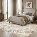 UERMEI 5x7 Area Rug Living Room Rugs - Washable Neutral Modern Abstract Soft Thin Large Rug Indoor Floor No Slip Rug Carpet for Bedroom Under Dining Table Home Office Decor - Golden Grey