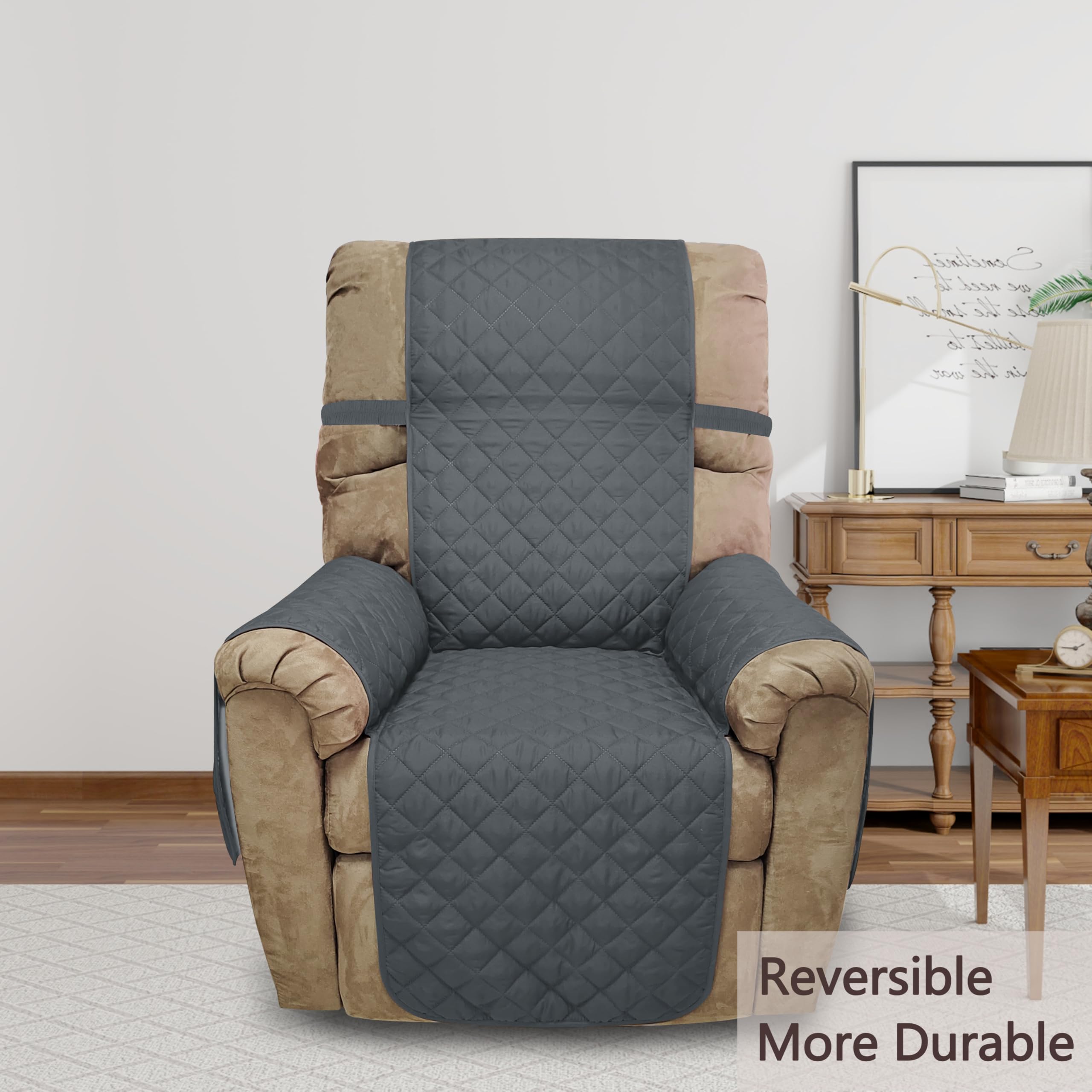 Luxshare Home Reversible Chair Covers for Recliner Oversized, Dark Blue