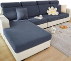Yoovat Couch Cushion Covers for Sofa Couch Covers Wear-Resistant Universal Sofa Cover Washable Stretch for Sectional Slipcovers (Texture-Gray Blue,Chaise Cover)