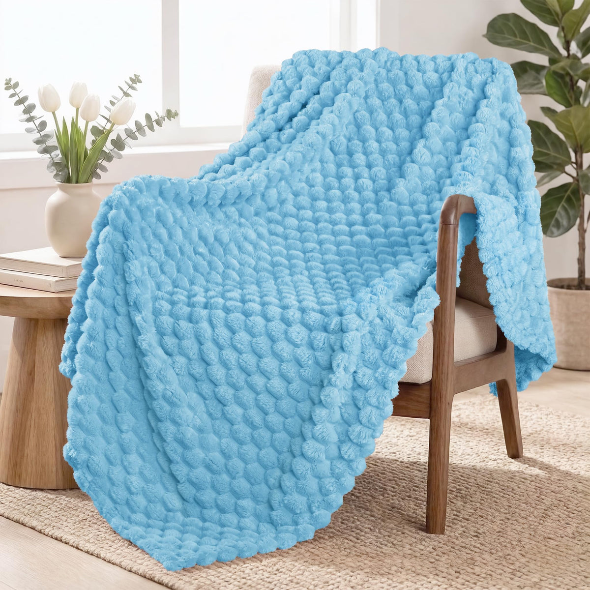 Exclusivo Mezcla 3D Fleece King Size Blanket for Bed, Burnt Orange