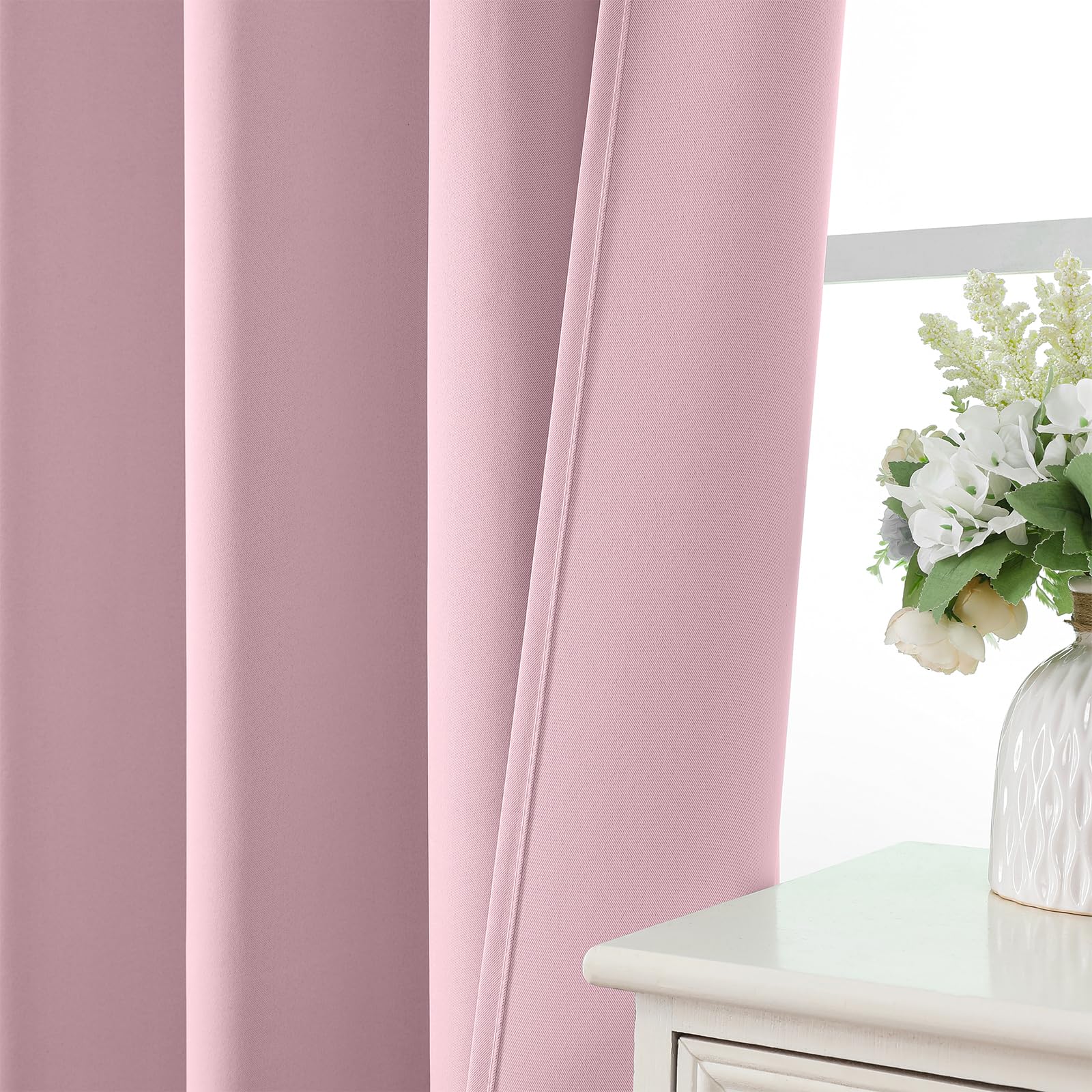 CUCRAF Light Pink Blackout Curtains Customize, Rod Pocket Room Darkening Curtain for Bedroom Living Room, Thermal Insulated Window Drapes 1 Panel (Custom Size, Color)