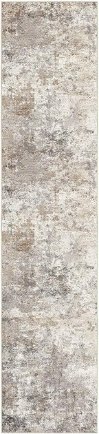 UERMEI 2X10 Washable Runner Rug for Hallway: Soft Neutral Modern Abstract Area Rug - Non-Slip Low Pile Long Throw Indoor Carpet for Kitchen Entryway Kitchen Bedroom Laundry - Brown Grey