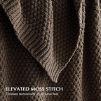 EVERGRACEHOME Chunky Chenille Knit Throw Blanket for Couch, Soft Luxurious Moss Stitch Blankets for Bed, Cozy Decorative Farmhouse Knitted Throws for Sofa, Cocoa Brown, 50" x 60"