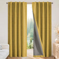 Joydeco Linen Blackout Curtains for Bedroom - 100% Light Blocking 1 Panels, Yellow Drapes 100" W x 84" L, Thermal Insulated Room Darkening Curtains for Living Room, Rod Pocket & Back Tabs