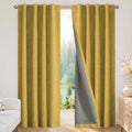 Joydeco Blackout Curtains for Bedroom - 100% Light Blocking 2 Panels Set Yellow Drapes 42"W x 108"L, Thermal Insulated Room Darkening Curtains, Linen Textured for Living Room, Rod Pocket & Back Tabs