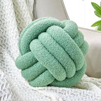 Uvvyui Knot Pillow Ball, Soft Home Decorative Round Throw Pillow, Handmade Knotted Plush Pillow, Round Boucle Pillow Cushion (8.6 Inches Sage Green)
