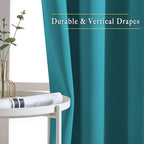 NICETOWN Blackout Room Divider Curtains 118 inches Long 2 Panels, Grommet Sliding Door Curtains Solid Window Treatments Sound Reducing for Living Room, W66 x L118, Peacock Teal