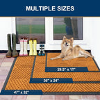 Smiry Front Door Mat Outside Entrance, Heavy Duty Sturdy Natural Rubber Doormat, Trap Dirt and Moisture, Easy Clean Low Profile Mats for Indoor Outdoor Entry, Irregular Triangle (29.5x17, Amber)