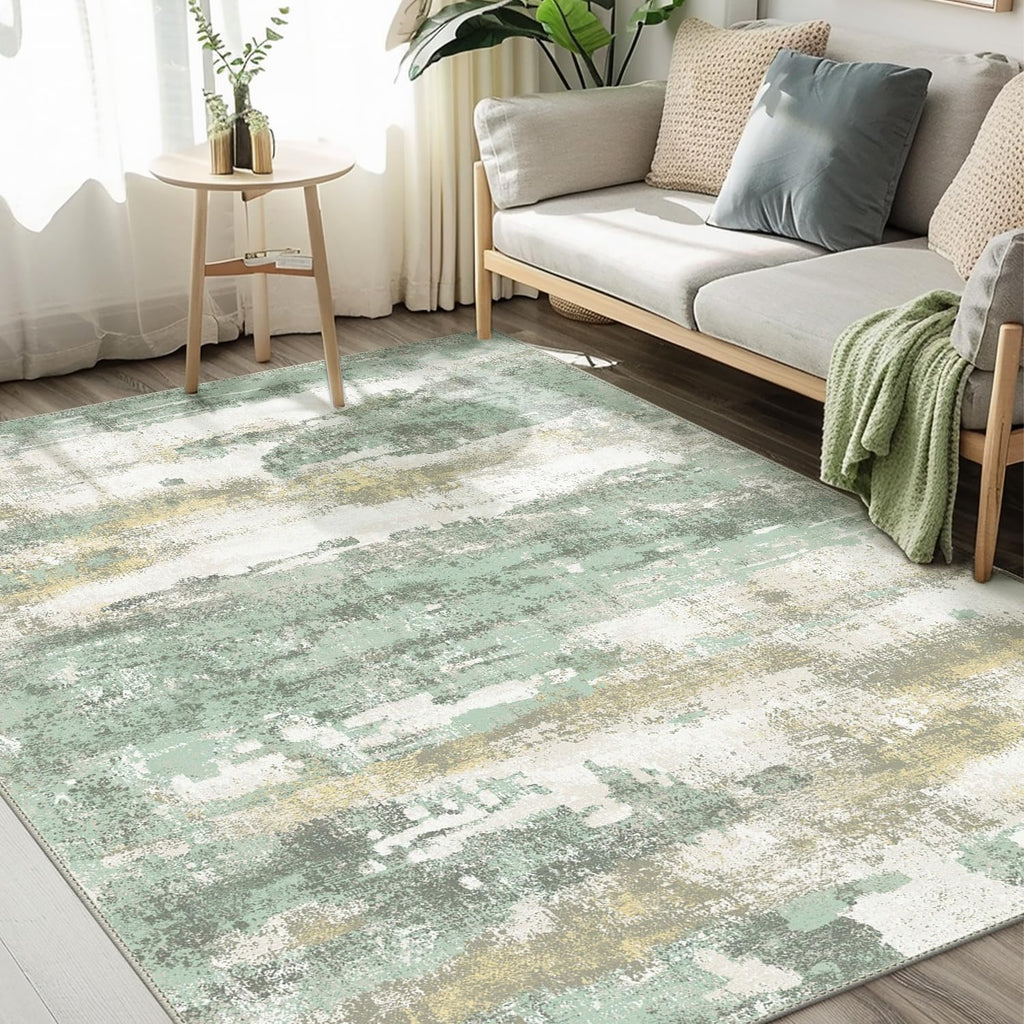 BEIMO 10x14 Green Abstract Area Rug, Washable Non-Slip for Bedroom