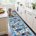 Babovid Blue Garden Floral Hallway Runner Rug 2x10 for Kitchen Bathroom