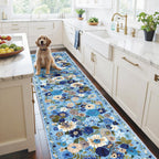 Babovid Blue Garden Floral Hallway Runner Rug 2x10 for Kitchen Bathroom