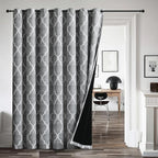 Beauoop Moroccan 100% Blackout Sliding Door Curtains Grey 100x96 1 Set