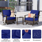 DREAHOTEXTIL 14Pcs Outdoor Cushion Covers, Patio Cushion Covers,Stretch Elastic Slipcovers, Replacement Washable & Reusable Furniture Protector for Patio Couch (Lake Blue,Cover Only)