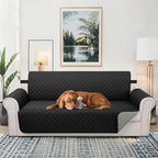 Reversible Oversized Sofa Covers Couch Cover Furniture Protector for Dogs Elastic Straps Water Resistant(XLSofa,Black/Grey)