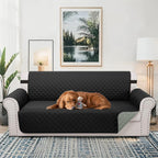 Luxshare Home Reversible 4 Seater Sofa Cover 91" Large, Sofa, Black/Grey