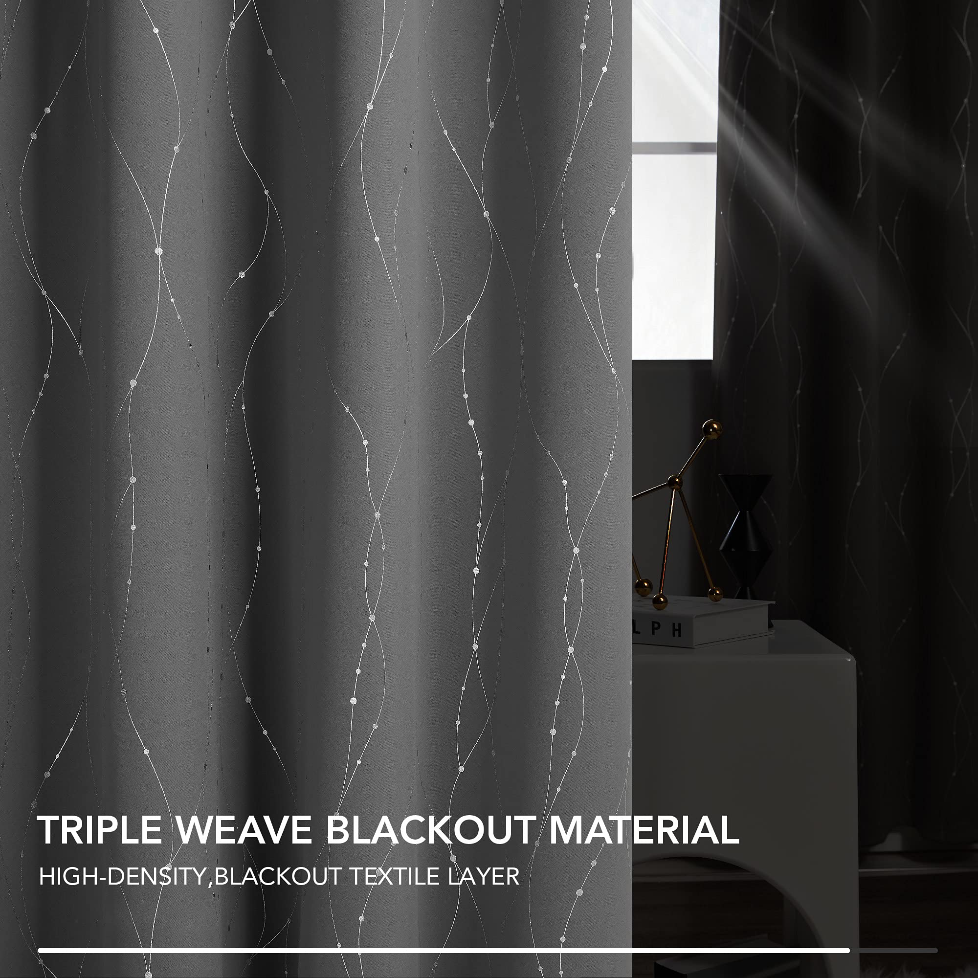Deconovo Living Room Curtains 45 Inches Long, Blackout Curtains for Bedroom