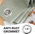 H.VERSAILTEX Linen Blackout Curtains Durable Thick Textured Linen Look 100% Blackout Patio Door Curtain Anti Rust Grommet Extra Wide Sliding Door Curtain Panel, W100 x L96 inch - Sage