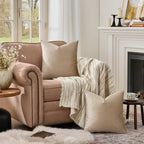 GIGIZAZA Taupe Velvet Pillow Covers 22x22 Decorative Pillows Pack of 2