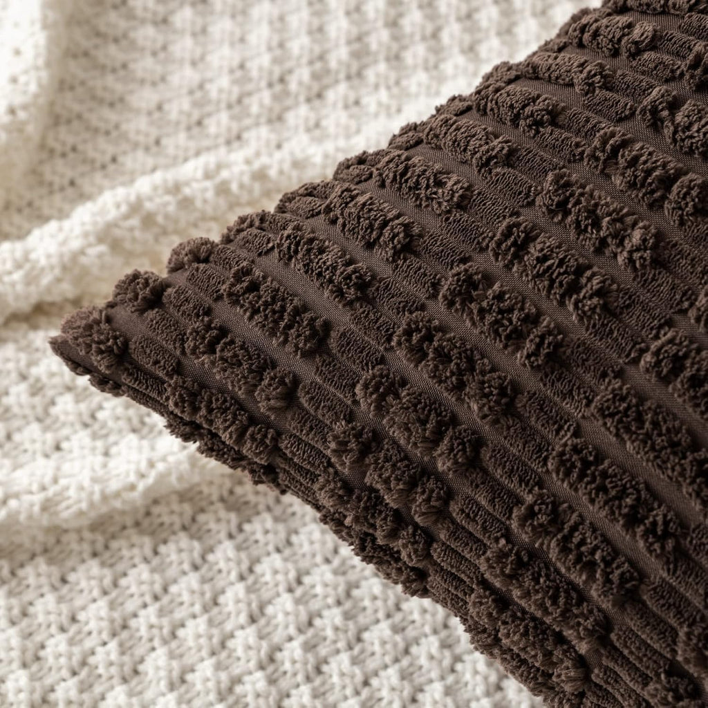 MIULEE Corduroy Decorative Throw Pillow Covers 20x20 Dark Brown Pack of 2